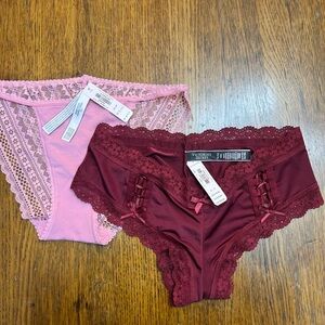 Victoria's Secret Pink and Burgundy Lace Panties Bundle NWT
